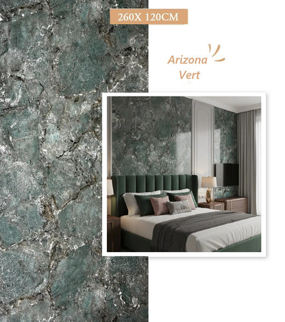 Panneau Mural PVC Effet Marbre Arizona Vert - Salle De Bain 260 x 120 CM