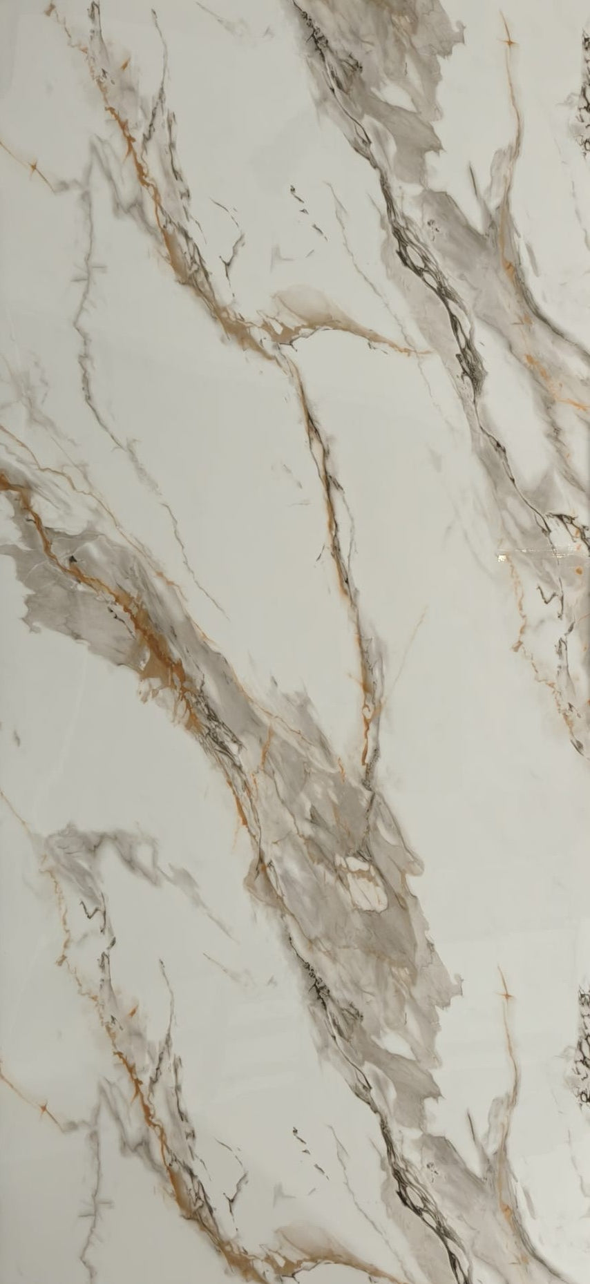 Panneau Mural PVC Effet Marbre Blanc Marron - 260 x 120 CM