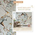 Panneau Mural PVC Marbre Qatar – Veiné doré, Facile a Poser