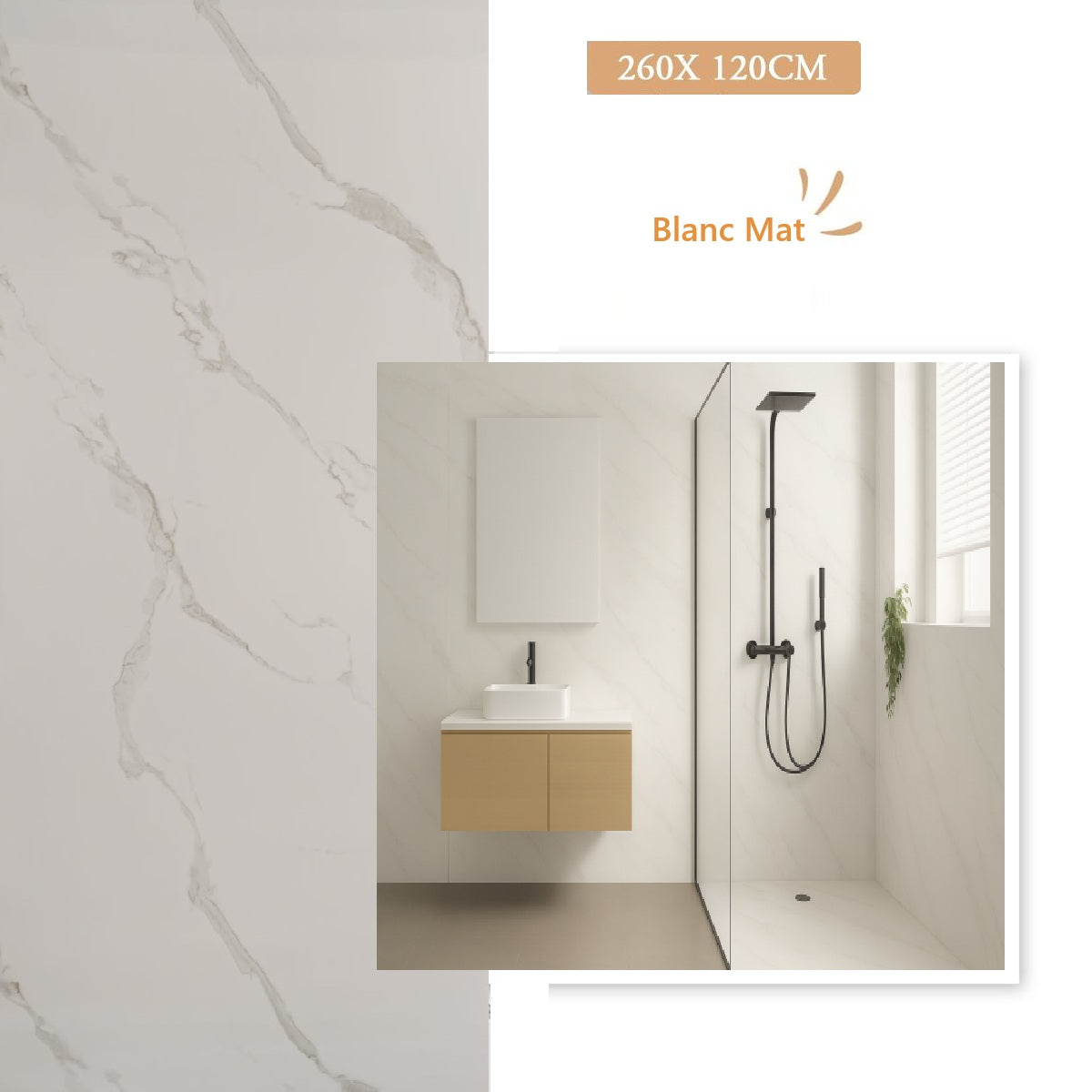 Panneau Mural Salle de Bain Blanc Mat PVC - 100% Imperméable
