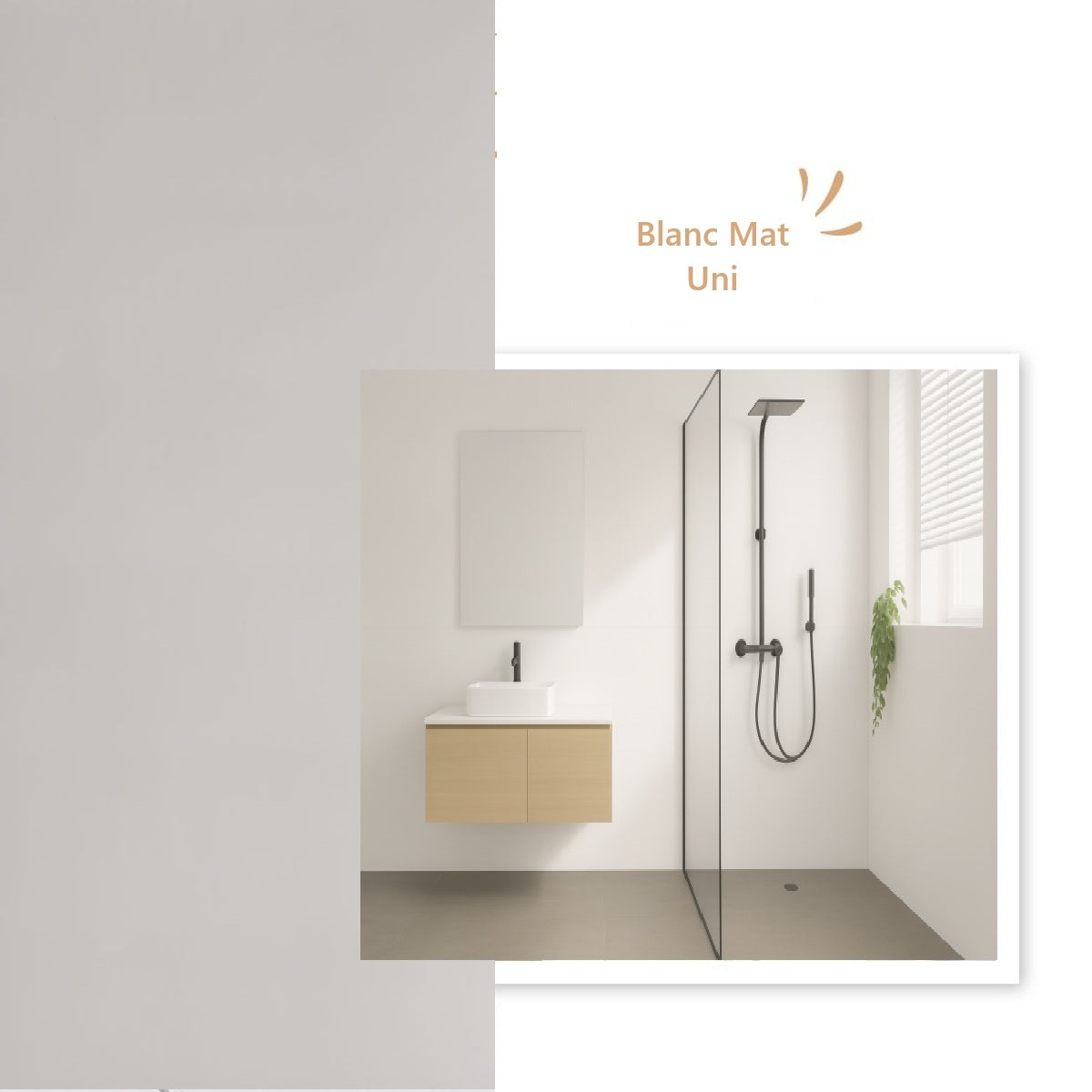 Panneau Mural Salle de Bain PVC Blanc Uni - 260 x 120 CM