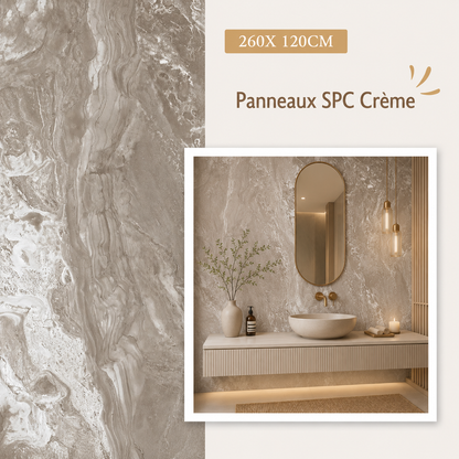 Panneau Mural Salle de Bain SPC Marbre Crème Mat – Étanche & Anti-Rayure
