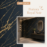 Panneau PVC Marbre Portoro Royal – Noir Veiné Or 260x120