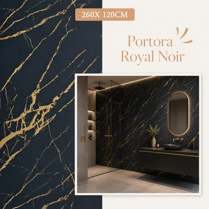 Panneau PVC Marbre Portoro Royal – Noir Veiné Or 260x120