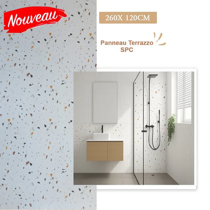 Panneau Terrazzo Mural PVC 260 x 120 CM - Pour Crédence et Salle de Bain