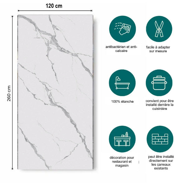 Plaque pvc imitation marbre dimension 260 x 120 cm