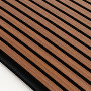 Panneau Acoustique Bois 260 x 60 cm Noyer Feutrine Noir Décoration Mural - By My Deco