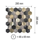 Crédence Mosaique Autocollant Noir Doré pour Cuisine et Salle de Bain 