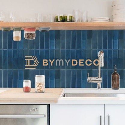 Crédence Cuisine Vinyle Vertical Bleu