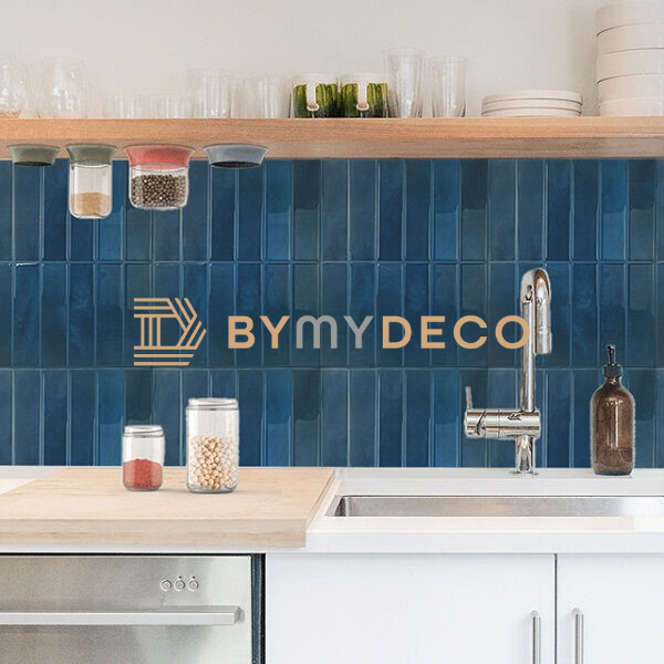 Crédence Cuisine Vinyle Vertical Bleu