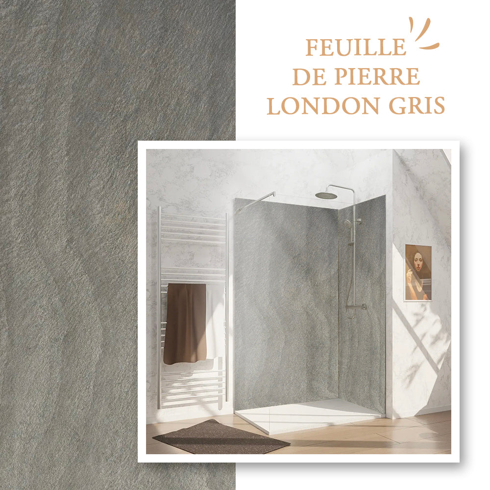 Feuille De Pierre Naturelle London Gris Pour Douche Imperméable