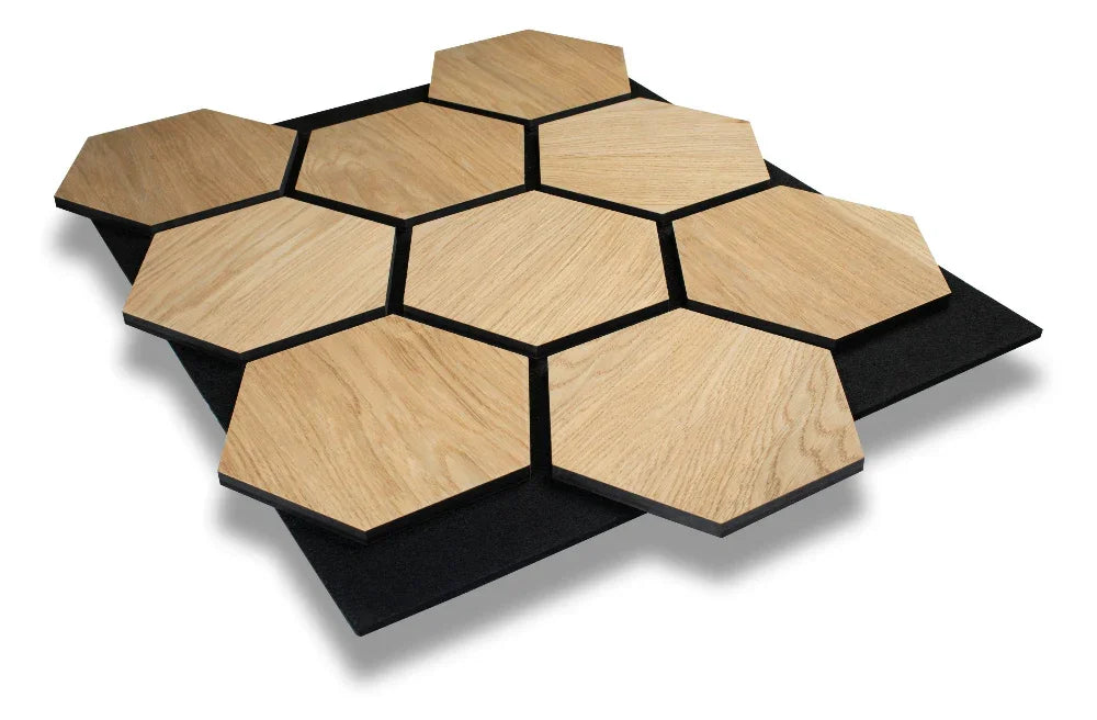 Hexagone Bois Acoustique Chêne | Murale Phonique 66x81 cm - By My Deco