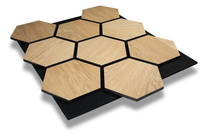 Hexagone Bois Acoustique Chêne | Murale Phonique 66x81 cm - By My Deco