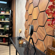 Panneaux Hexagone Bois Acoustique Noyer 66 x 78 CM