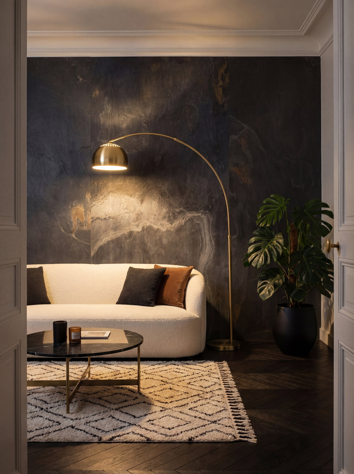 feuille de pierre posé dans la salon murale design 