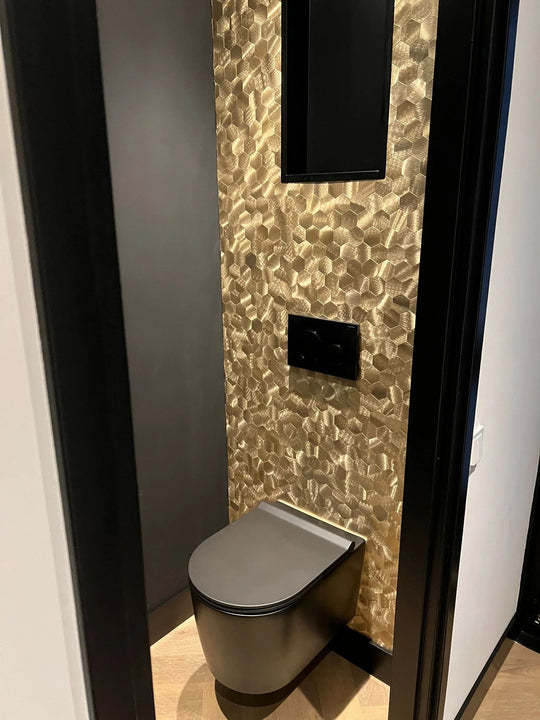 Mosaïque Adhésive Noir Doré BYMYDECO - Carreaux Hexagonaux Luxe Pour Crédence Cuisine Et Salle De Bain