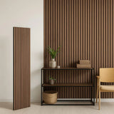 Panneau Acoustique Bois Noyer 260 x 60 cm Feutrine Noir Décoration Mural