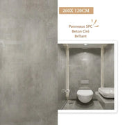 Panneau Mural Béton Ciré SPC Haut Brillant – Anti-Rayure 260 x 120 cm