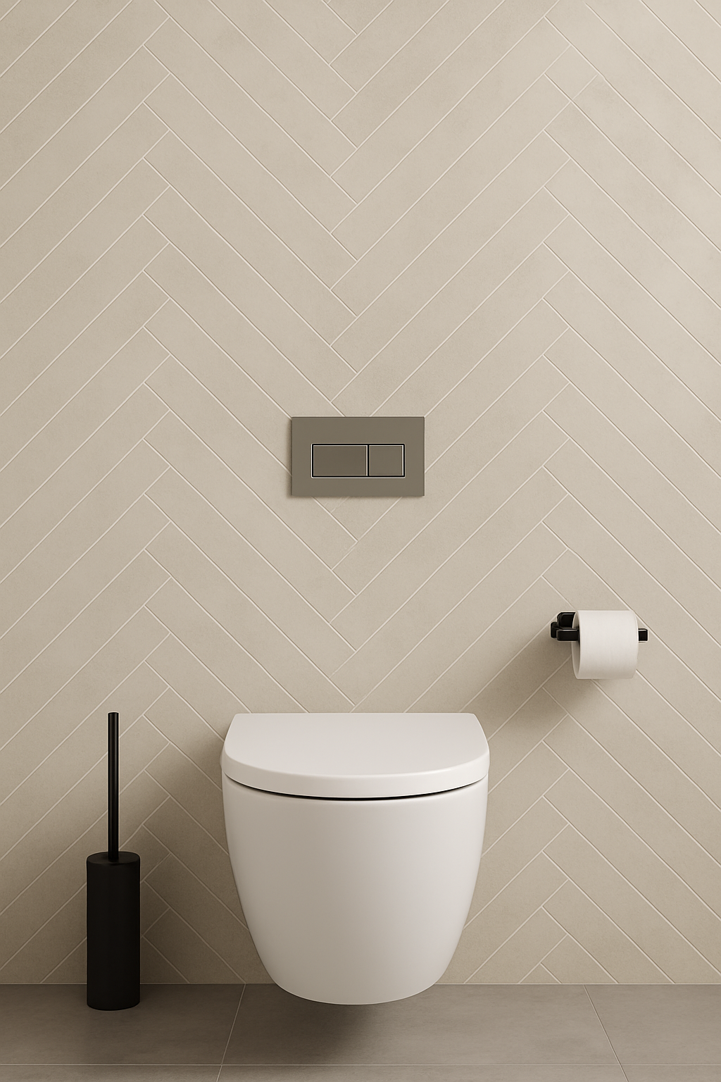 pannea_mural_chevron_beige_posé_dans_murs_toilette