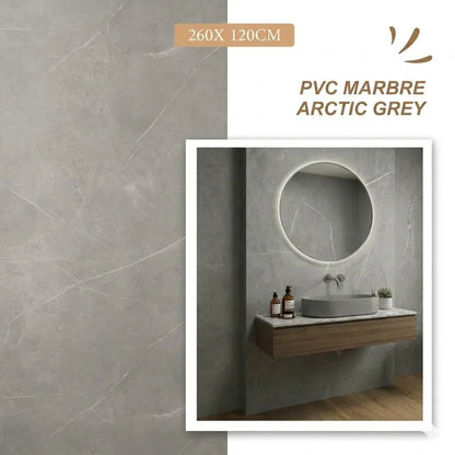 Panneau Mural Salle De Bain SPC Mercury Gris Clair Mat - Anti Rayure 260 x 120 CM