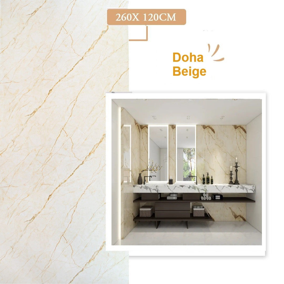 Panneau Mural PVC Imitation Marbre Beige Brillant