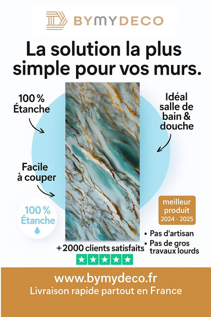 panneau pvc effet marbre bleuté pour murs 