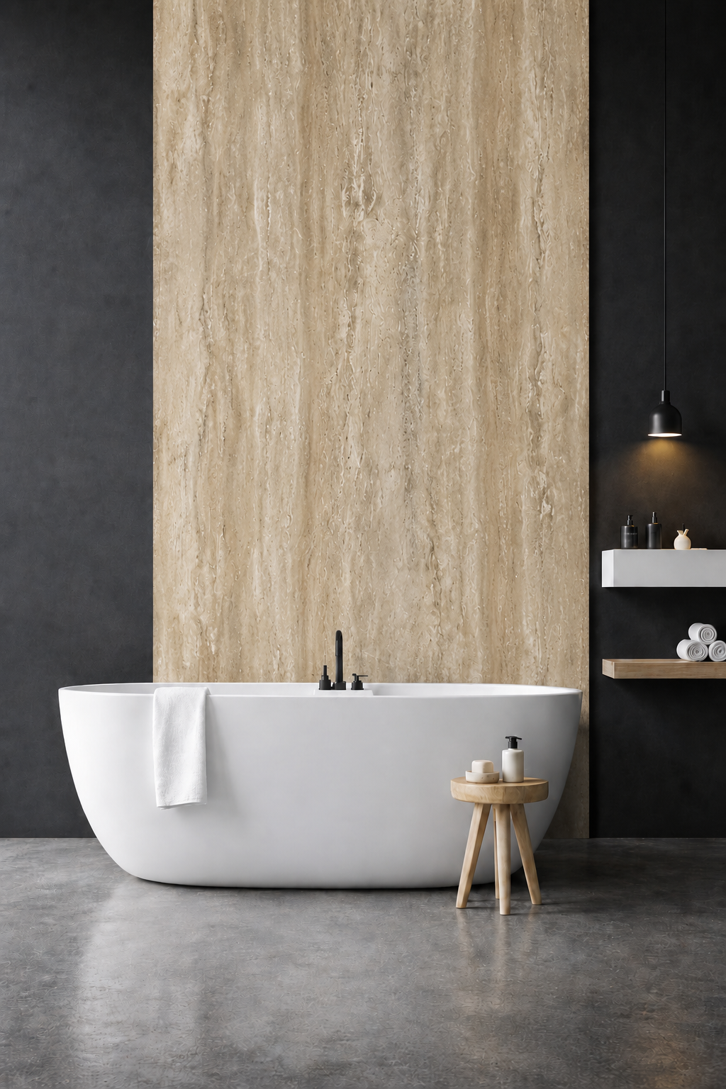 panneau_travertin_beige_posé_dans_la_douche