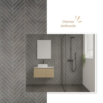 Panneau mural chevron anthracite posé mural