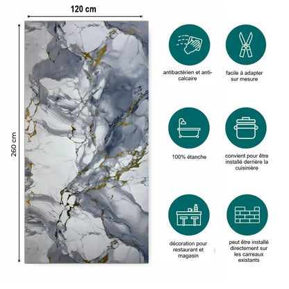 panneau pvc effet marbre bleu doré anti calcaire