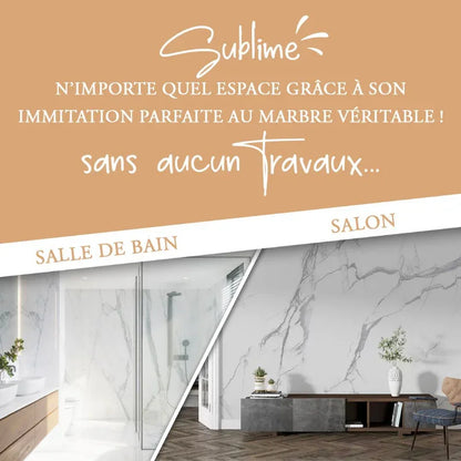 Panneau Mural PVC Effet Marbre Blanc 260x120x0.3 cm - By My Deco