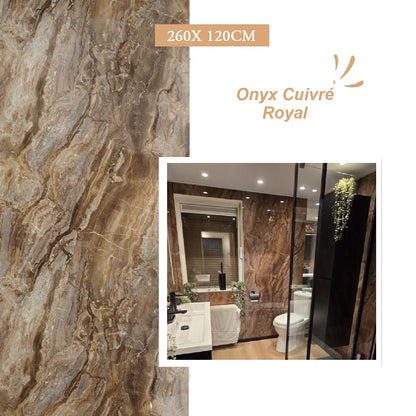Plaque Mural PVC Imitation Marbre – Onyx Cuivré Royal 260 x 120 CM