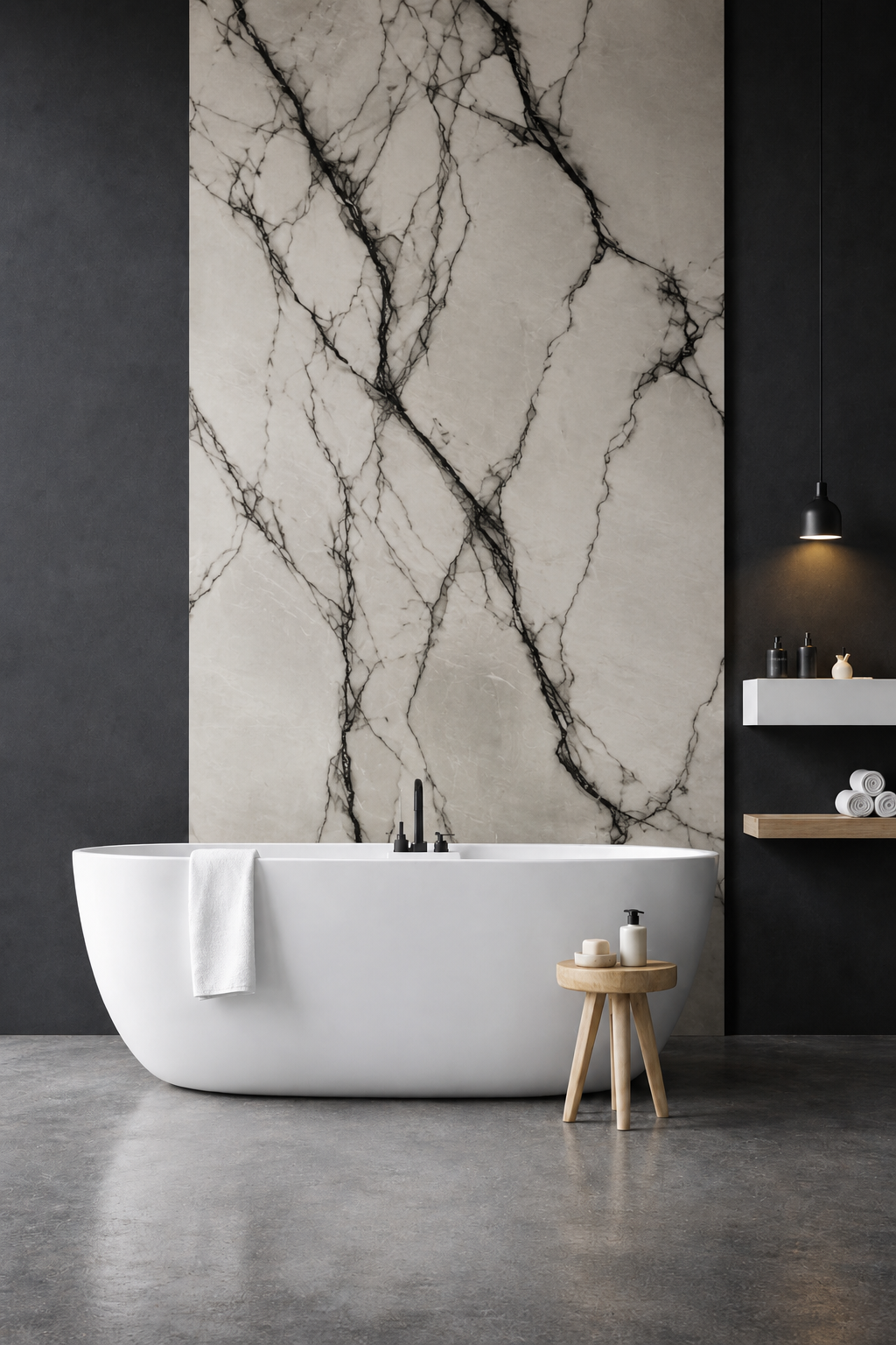 PVC Marbre Blanc & Noir Calacatta Storm – 260x120 CM - vue alternative