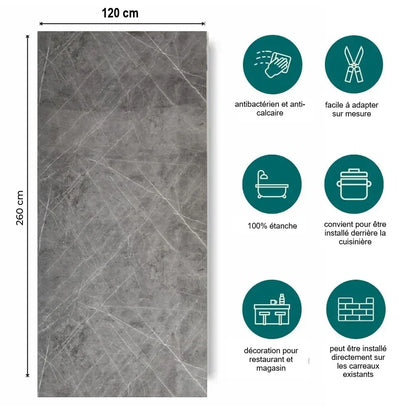 Panneau Mural PVC Effet Marbre Gris - By My Deco