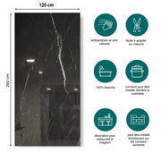 Panneau Mural PVC Effet Marbre Noir - Impérmeable pour salle de bain