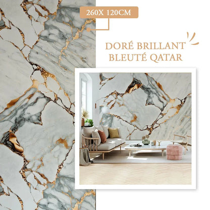 Panneau Mural PVC Imitation Marbre Qatar – Veiné doré, Facile a Poser